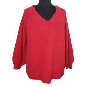 Ava & Viv Red Pullover V-Neck Long Sleeve Sweater
